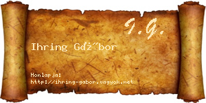 Ihring Gábor névjegykártya