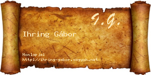 Ihring Gábor névjegykártya